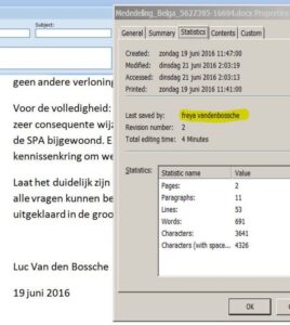 screenshot persbericht Luc Van den Bossche