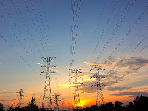 Hoogspanningslijnen elektriciteit stroom