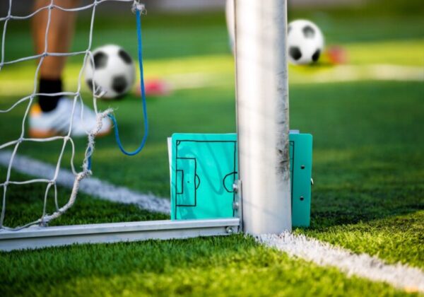 lek, voetbal, stuk, gat