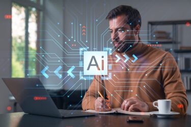 Man met laptop, ai in beeld